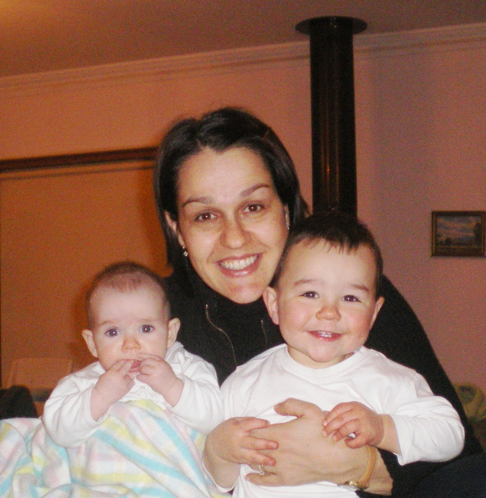 Sally Pitt with Norah & Harry in 2008